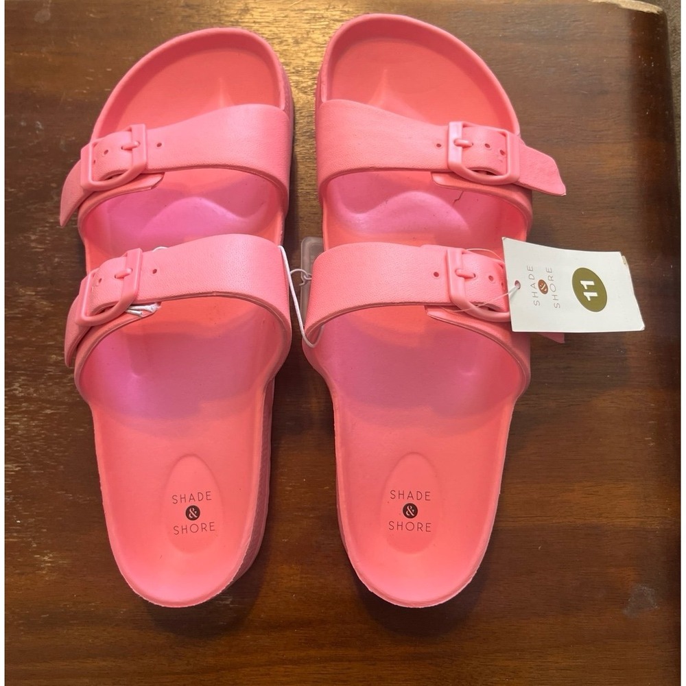 Shade & Shore Neida EVA Two Band Slide Sandals Coral Pink Womens 11 NWT